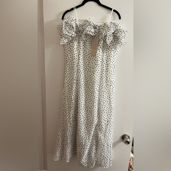 KEEPSAKE THE LABEL MOONSHINE MIDI DRESS IN IVORY W BLACK SPOT - Picture 4 of 9